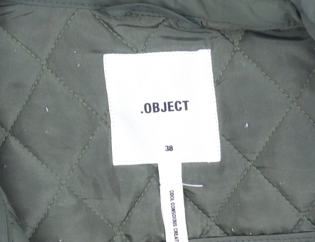Object Women's Green Quilted Jacket Size 10 Casual