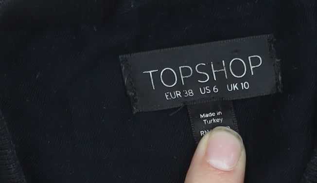 Topshop Women's Black Bomber Jacket UK 10