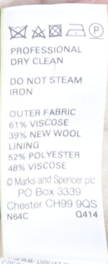 Marks & Spencer Ivory Pea Coat Women UK 10 Autumn/Winter