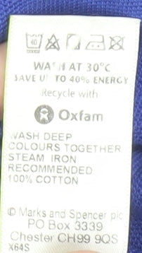 Marks & Spencer Men's Blue Polo Shirt Medium