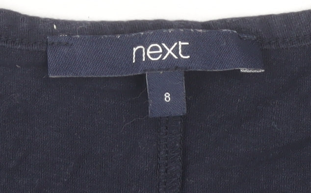 Next Women Black Embroidered T-Shirt, Size 8, Casual