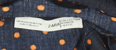 Zara Women’s Blue Polka Dot 3/4 Sleeve Blouse