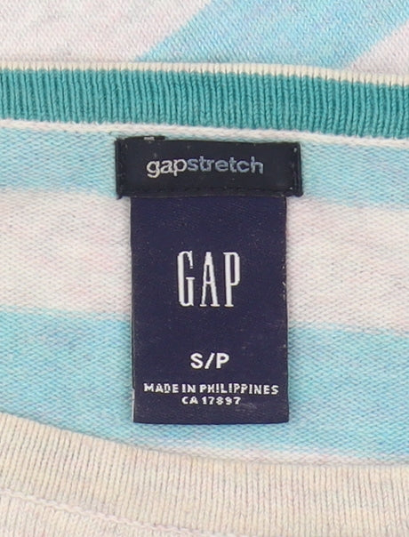 GAP Women's Blue Striped Cotton Pullover Jumper S