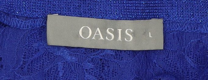 Oasis Women's Blue L Wrap Viscose Jumper