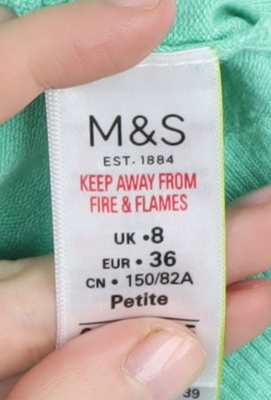 Marks & Spencer Women's Green Crew Neck Jumper Size 8