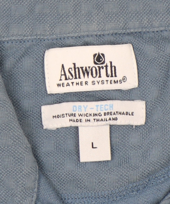 Ashworth Blue Polo Shirt Unisex Adults L Moisture Wicking