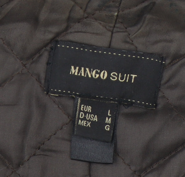 Mango Women's Grey Long Tweed Coat Size L