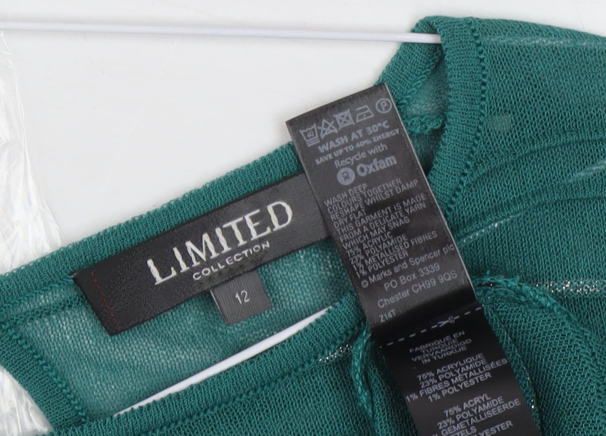 Limited Collection Women's Green Striped Pullover Jumper Size 12