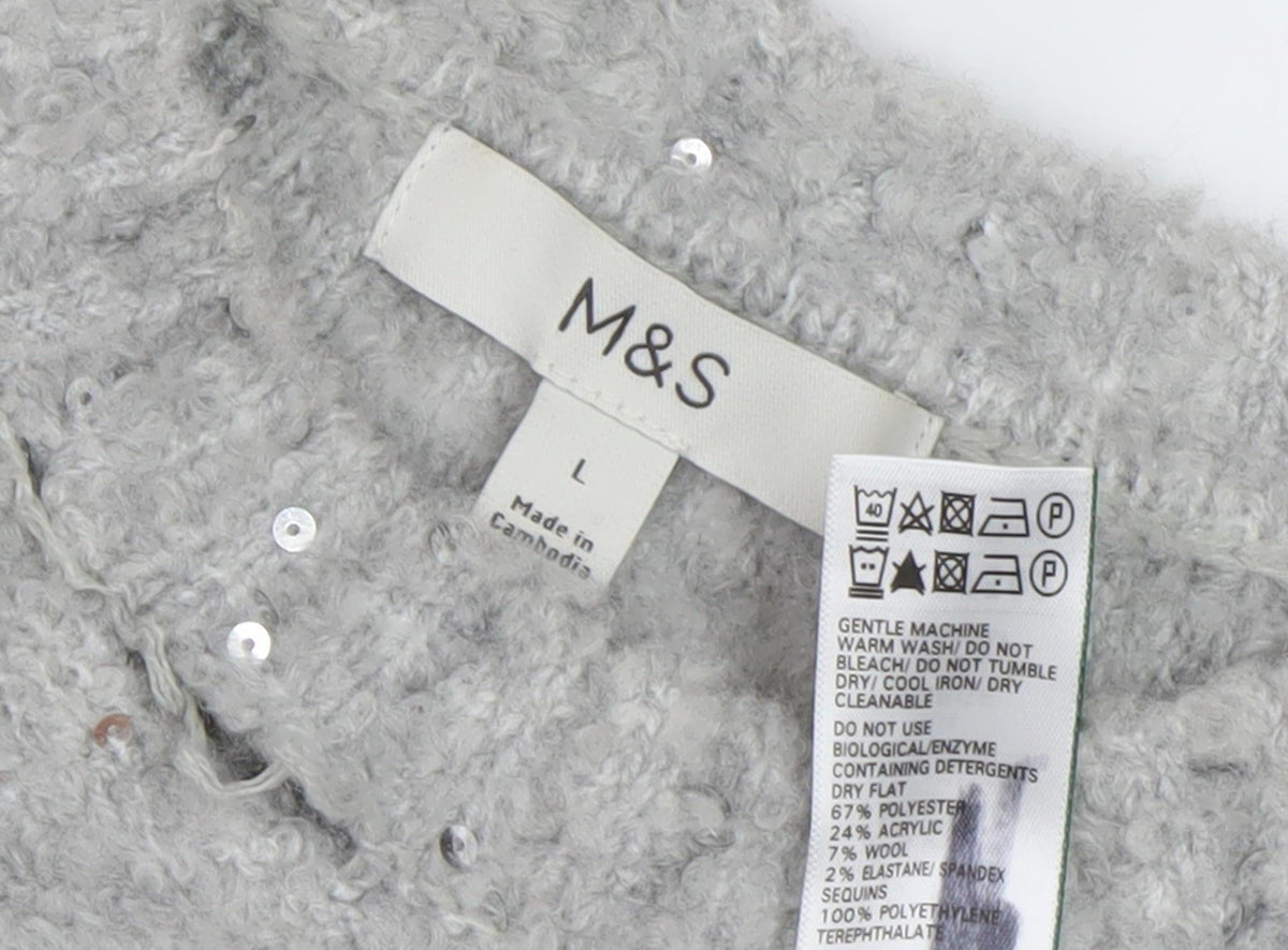 Marks & Spencer Women's Grey Sequin Pullover Jumper L