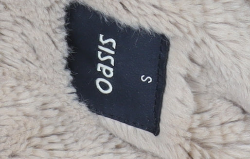 Oasis Women's Green Parka Coat S Hooded Winter Fur Trim