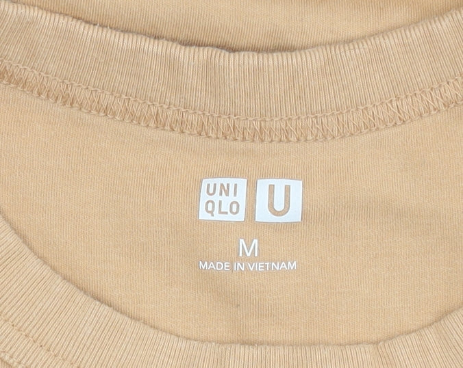 Uniqlo Women's Beige Cotton Crew Neck T-Shirt M