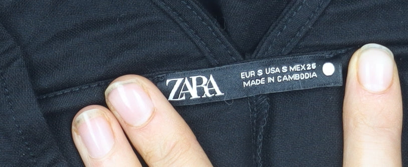 Zara Women’s Black V-Neck Dress - Size S, Elegant Wear