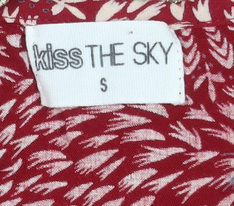 Kiss The Sky Red Floral V-Neck Mini Dress - S