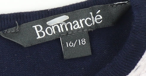 Bonmarché Women's Blue Striped Pullover Jumper, Size 16/18