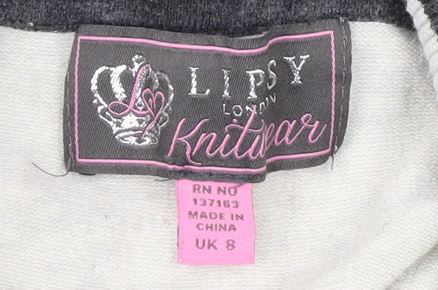 Lipsy Women's Grey Striped Pullover Jumper, Size 8