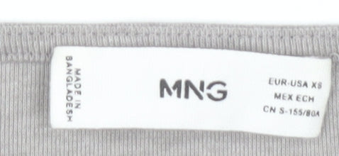 Mango Women's Grey T-Shirt XS with 3/4 Sleeves