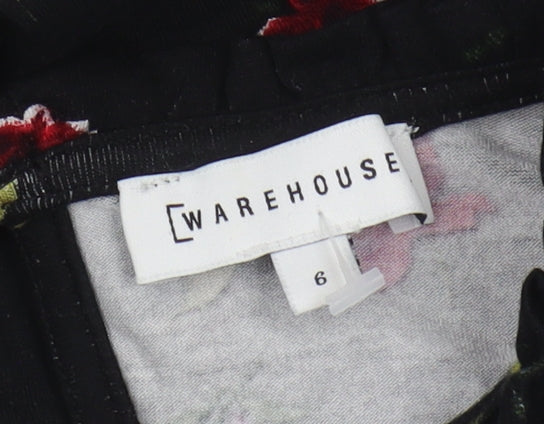 Warehouse Women Black Floral Dress Size 6