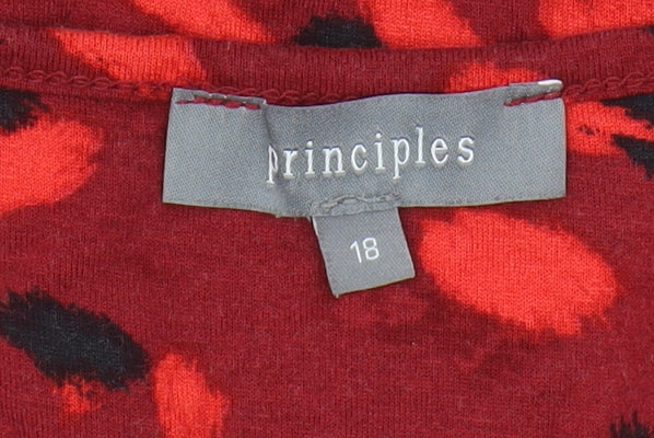 Principles Women's Red Animal Print T-Shirt Size 18
