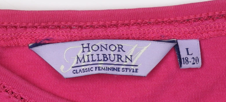 Honor Millburn Women's Pink Embroidered T-Shirt, L