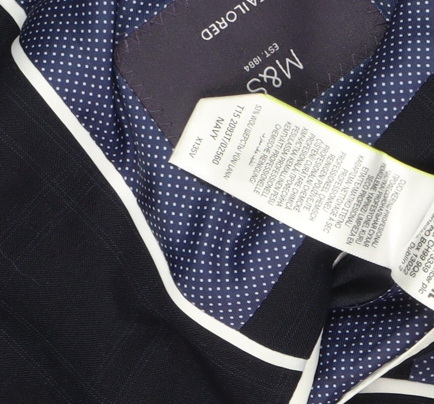 Marks & Spencer Men's Navy Check Blazer 36R