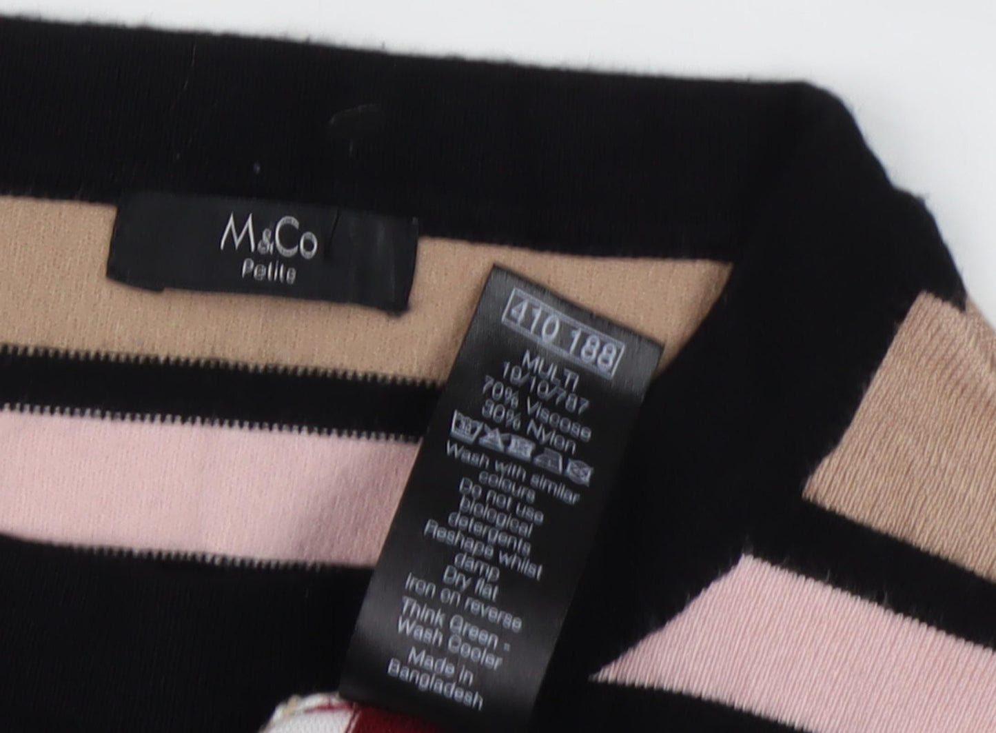 M&Co Women's Multicoloured Striped Pullover, Size 10