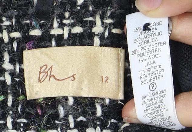 BHS Women's Multicoloured Tweed Jacket, Size 12 - Classic Style