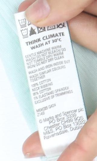 Marks & Spencer Girls Mint Green T-Shirt Size 3 Tropical Print