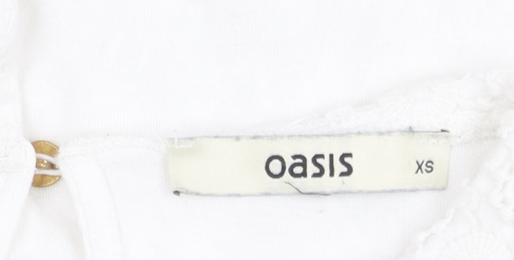 Oasis Women's White Lace Blouse XS Cotton Blend