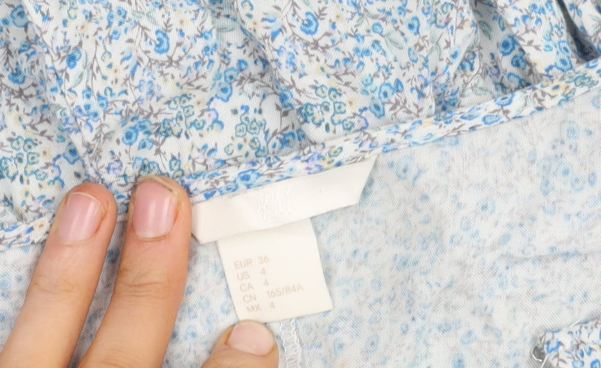 H&M Women's Blue Floral Viscose Dress Size 8