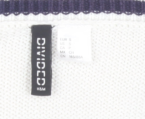 H&M Women's White Cable-Knit Cardigan V-Neck S