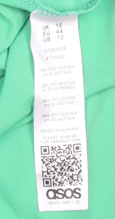 Asos Women's Green Asymmetric Dress UK 16
