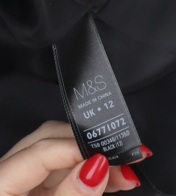 Marks and Spencer Women's Black Dress, Size 12, Short Sleeve