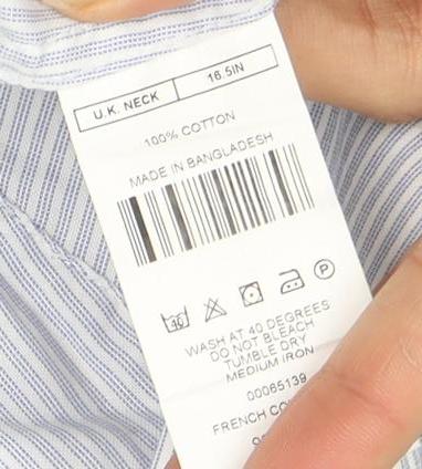 French Connection Men's Slim Blue Striped Dress Shirt