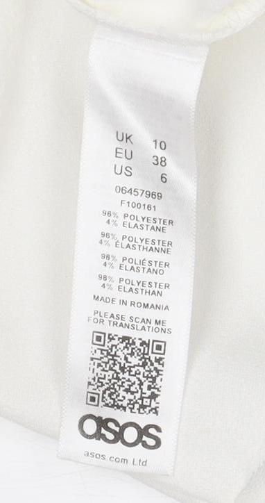 ASOS Women's White Shift Dress, Size 10, Knee Length