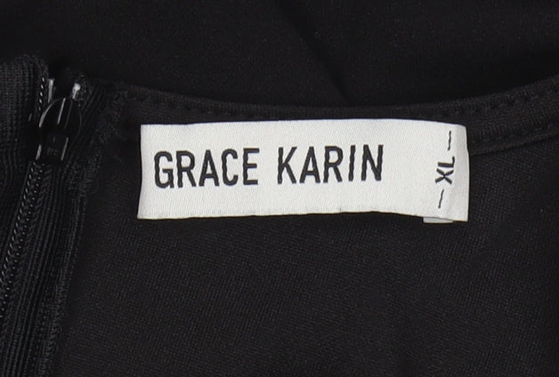 Grace Karin Women's Black XL Wrap Dress V-Neck Elegant