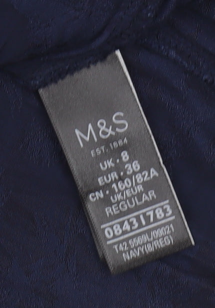Marks and Spencer Women's Blue V-Neck Dress Size 8