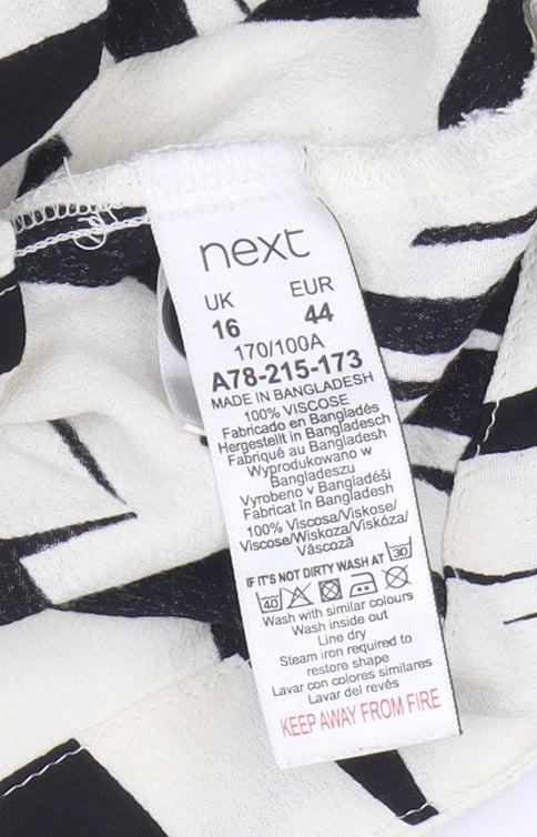 Next Women's Black Button-Up Shirt, Size 16, Animal Print