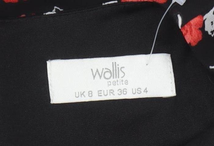 Wallis Women's Black Floral A-Line Dress Size 8