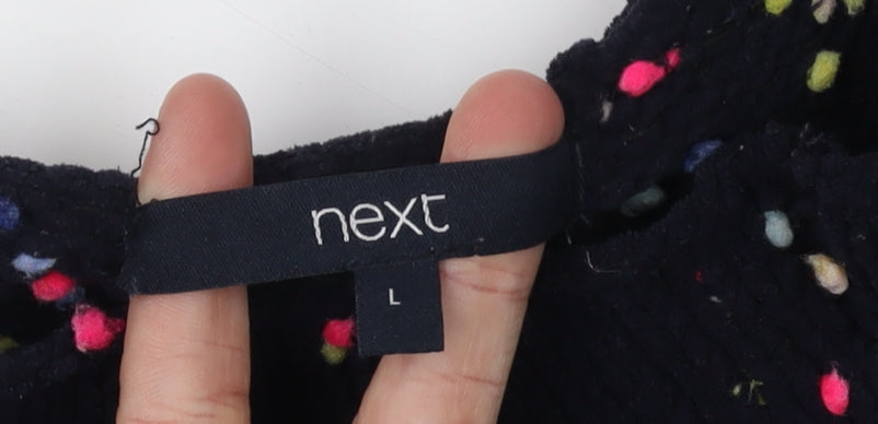 Next Women's Black Polka Dot Mock Neck Jumper L