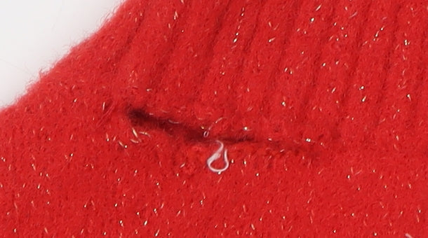 Marks & Spencer Women's Red High Neck Pullover Jumper XS