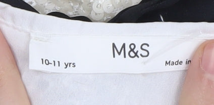 Marks & Spencer Girls Ivory Short Dress 10-11 Years, Sequin, Bow