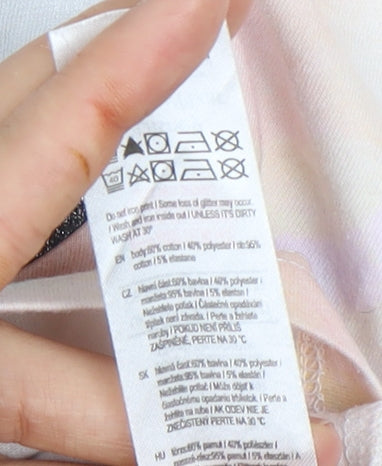 Brand and care label for Disney girls’ multicoloured graphic t-shirt 11-12 years