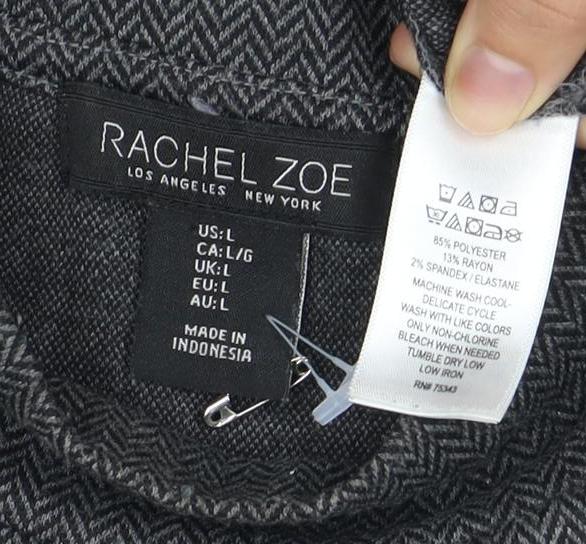 Rachel Zoe Women's Grey Herringbone Mock Neck Top