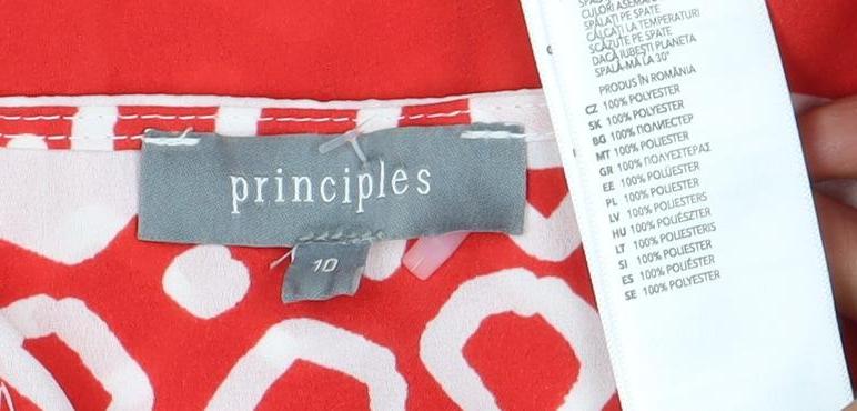 Close-up detail of Principles Red Geometric Long Sleeve Women's Blouse