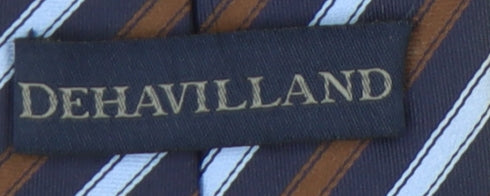 Dehavilland Men's Blue Brown Striped Silk Tie One Size
