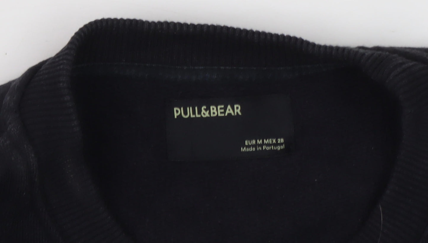 Pull&Bear Men's Black Medium Crew Neck Sweatshirt