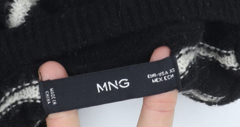 MNG Women's Black Striped Pullover Jumper XS