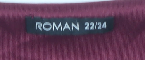 Roman Women's Plus Purple Striped Tunic Blouse Size 22