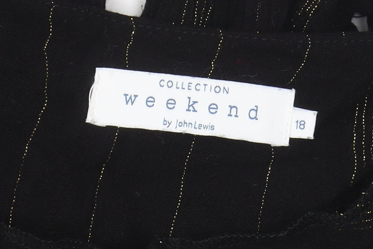 John Lewis Women's Black 3/4 Sleeve V-Neck Blouse