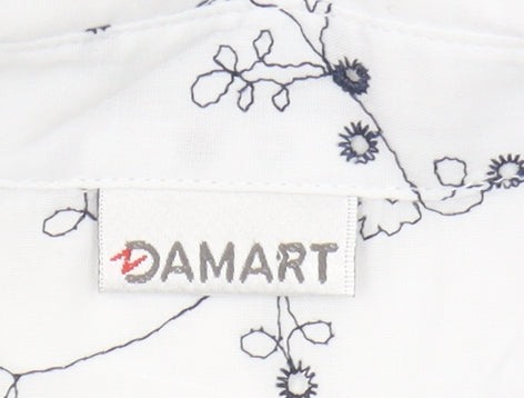 Damart Women's White Floral Button-Up Shirt Size 12